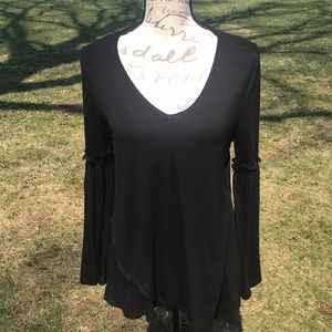 Joan Vass New York Black Bell Sleeve Tunic Small